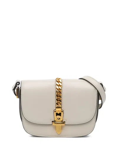 Pre-owned Gucci 2016-2024 Mini Leather Sylvie 1969 Crossbody Bag In White
