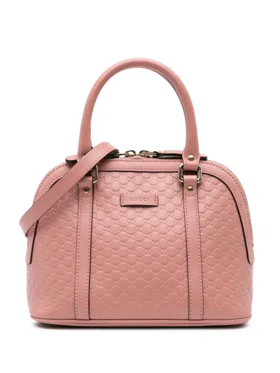 Pre-owned Gucci 2016-2024 Mini Microssima Dome Satchel In Pink