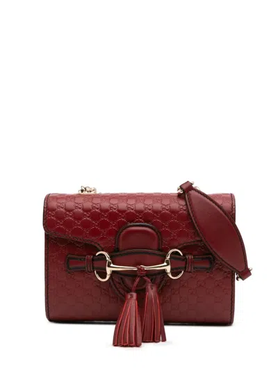 Pre-owned Gucci 2016-2024 Mini Microssima Emily Crossbody Bag In Red