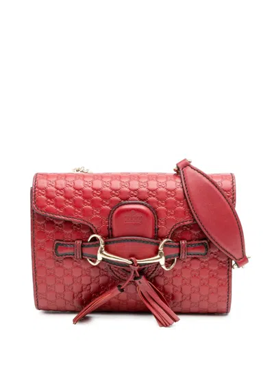 Pre-owned Gucci 2016-2024 Mini Microssima Emily Crossbody Bag In Red