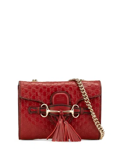 Pre-owned Gucci 2016-2024 Mini Microssima Emily Crossbody Bag In Red