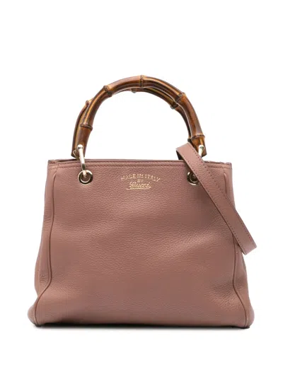 Pre-owned Gucci 2016-2024 Small Calfskin Bamboo Shopper Satchel In Pink