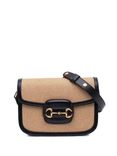 Pre-owned Gucci 2016-2024 Small Canvas Horsebit 1955 Shoulder Bag