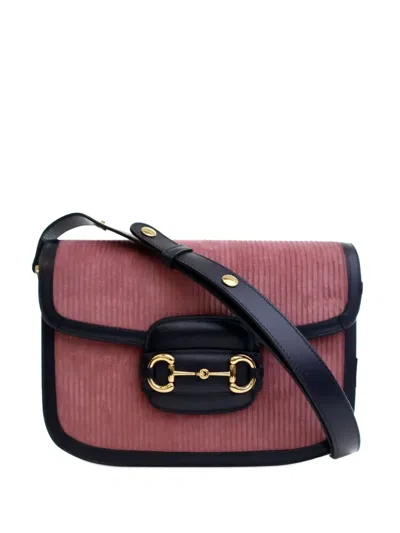 Pre-owned Gucci 2016-2024 Small Corduroy Horsebit 1955 Shoulder Bag In Blue