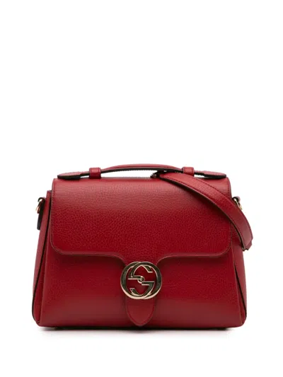 Pre-owned Gucci 2016-2024 Small Dollar Calf Interlocking G Satchel In 红色
