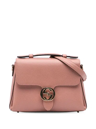 Pre-owned Gucci 2016-2024 Small Dollar Leather Interlocking G Satchel In Pink