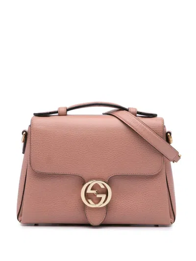 Pre-owned Gucci 2016-2024 Small Dollar Leather Interlocking G Satchel In Pink