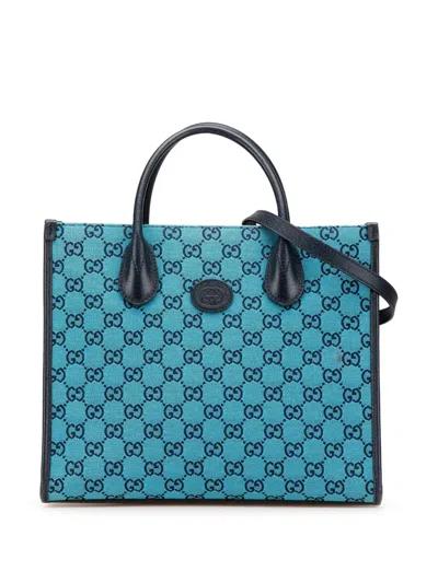 Pre-owned Gucci 2016-2024 Small Gg Canvas Interlocking G Tote Satchel