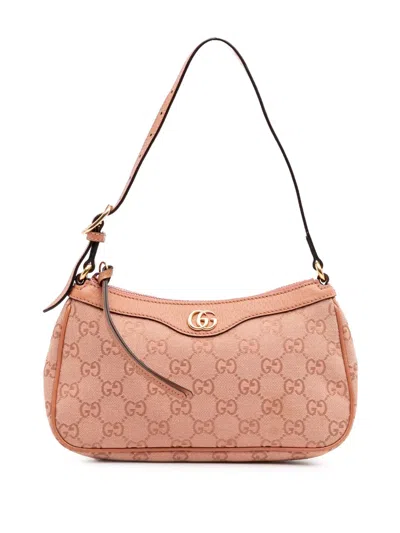 Pre-owned Gucci 2016-2024 Small Gg Canvas Ophidia Shoulder Bag In Pink