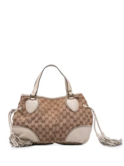 Pre-owned Gucci 2016-2024 Small Gg Canvas Tribeca Tote Bag In White