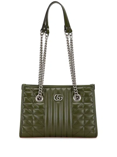 Pre-owned Gucci 2016-2024 Small Gg Marmont Aria Chain Tote Bag In Green