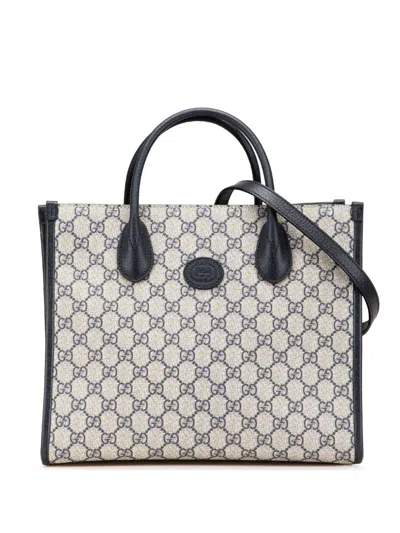 Pre-owned Gucci 2016-2024 Small Gg Supreme Interlocking G Tote Satchel