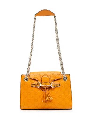Pre-owned Gucci 2016-2024 Small Ssima Emily Shoulder Bag In Orange