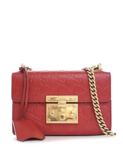 Pre-owned Gucci 2016-2024 Small Ssima Padlock Crossbody Bag In Red