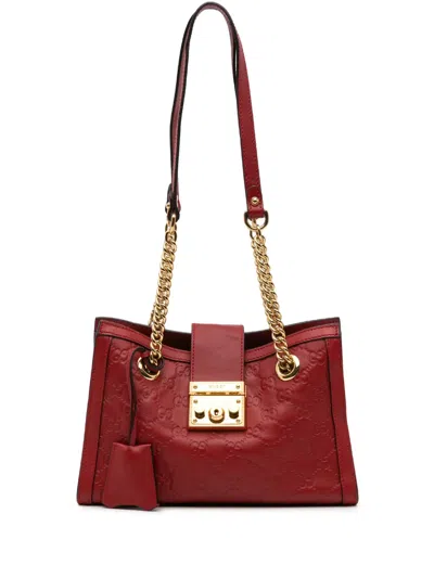 Pre-owned Gucci 2016-2024 Small Ssima Padlock Tote Bag In Red