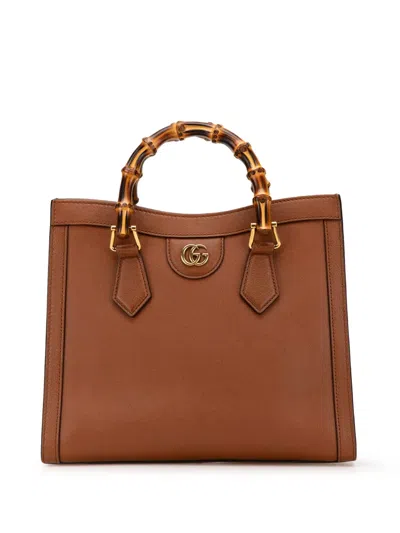 Pre-owned Gucci 2016-2024 Small Leather Bamboo Diana Satchel