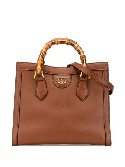 Pre-owned Gucci 2016-2024 Small Leather Bamboo Diana Satchel