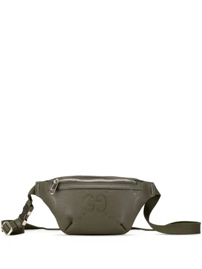 Pre-owned Gucci 2016-2024 Small Leather Jumbo Gg Belt Bag In Green