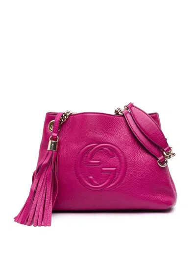 Pre-owned Gucci 2016-2024 Small Leather Soho Chain Tote Bag In Pink