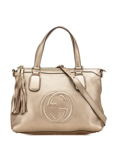Pre-owned Gucci 2016-2024 Small Metallic Leather Soho Working Satchel
