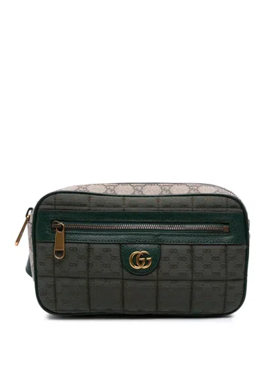 Pre-owned Gucci 2016-2024 Small Quilted Mini Gg Canvas And Gg Supreme Double G Belt Bag