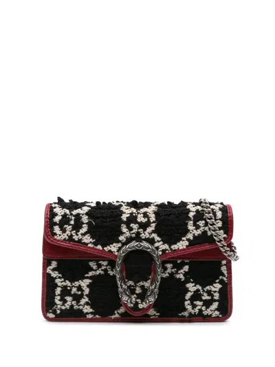 Pre-owned Gucci 2016-2024 Super Mini Gg Tweed Dionysus Crossbody Bag In Red