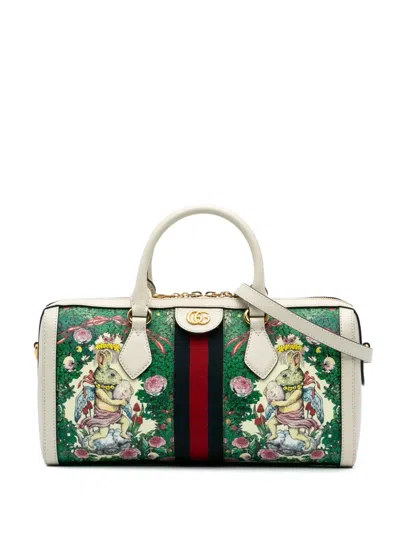 Pre-owned Gucci 2016-2024 Yuko Higuchi Medium Coated Canvas Ophidia Web Satchel