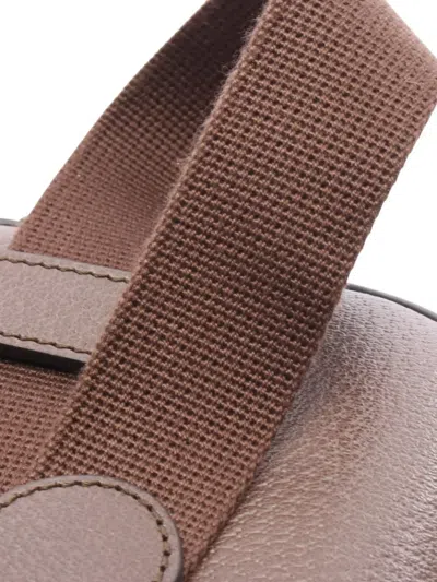 Pre-owned Gucci 2016-2025 100th Anniversary Textured Dollar Calfskin Logo Belt Bag In Brown