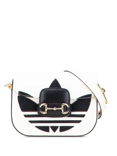 Pre-owned Gucci 2016-2025 Adidas Leather Horsebit 1955 Crossbody Bag In White