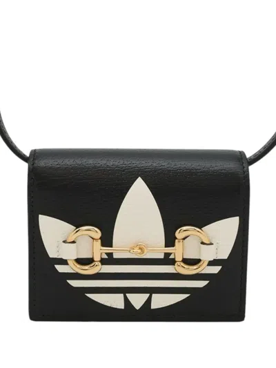 Pre-owned Gucci 2016-2025 Adidas Leather Horsebit Wallet On Strap Crossbody Bag In Black
