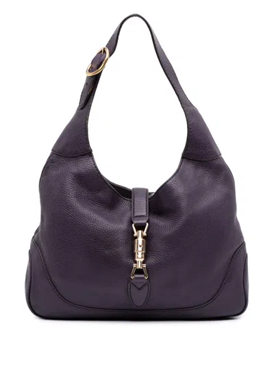 Pre-owned Gucci 2016-2025 Calfskin Jackie O Bouvier Shoulder Bag In Purple