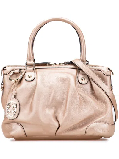 Pre-owned Gucci 2016-2025 Calfskin Sukey Satchel In Pink