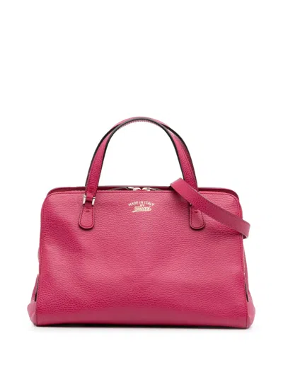 Pre-owned Gucci 2016-2025 Calfskin Swing Top Handle Satchel In Pink