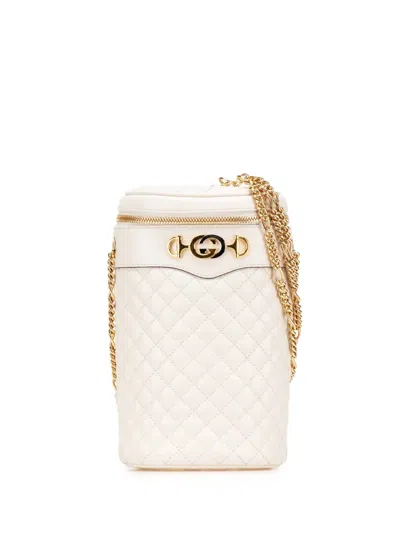 Pre-owned Gucci 2016-2025 Calfskin Trapuntata Zumi Convertible Bag Crossbody Bag In White
