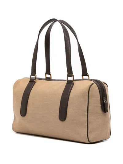 Pre-owned Gucci 2016-2025 Canvas Boston Bag In Brown