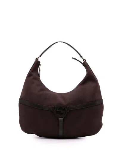 Pre-owned Gucci 2016-2025 Canvas Reins Hobo Bag In Brown