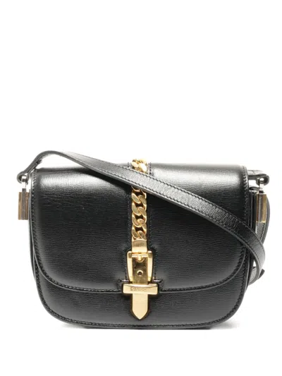 Pre-owned Gucci 2016-2025 Chain Calf Leather Cross-body Bag In Black