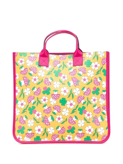 Pre-owned Gucci 2016-2025 Childrens Canvas Flower And Mushroom Tote Bag In Multi