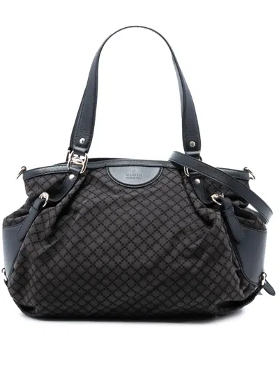 Pre-owned Gucci 2016-2025 Diamante Canvas Bridle Satchel In Brown