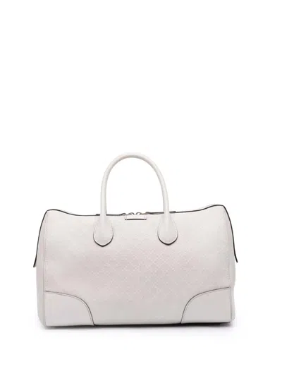 Pre-owned Gucci 2016-2025 Diamante Leather Boston Bag In White