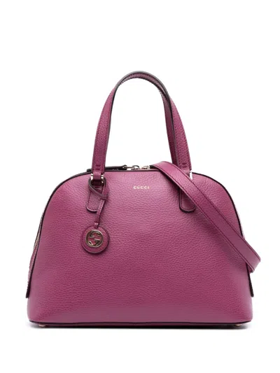 Pre-owned Gucci 2016-2025 Dollar Calfskin Lady Dome Satchel In Purple