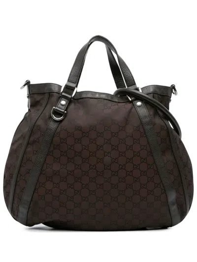 Pre-owned Gucci 2016-2025 Gg Canvas Abbey D Ring Convertible Satchel In Brown