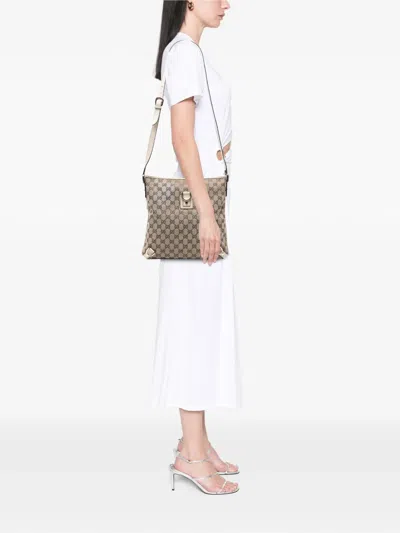 Pre-owned Gucci 2016-2025 Gg Canvas Abbey D Ring Crossbody Bag In Brown