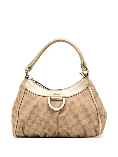 Pre-owned Gucci 2016-2025 Gg Canvas Abbey D Ring Handbag In Brown