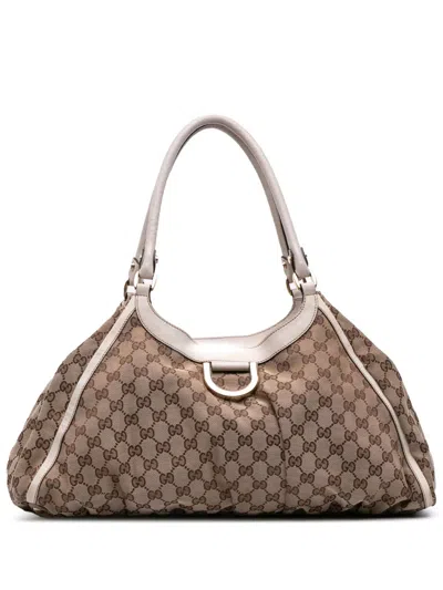 Pre-owned Gucci 2016-2025 Gg Canvas Abbey D Ring Shoulder Bag In Brown