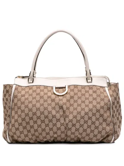 Pre-owned Gucci 2016-2025 Gg Canvas Abbey D Ring Tote Bag In Brown