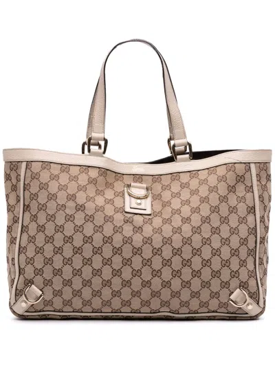 Pre-owned Gucci 2016-2025 Gg Canvas Abbey D Ring Tote Bag In Brown