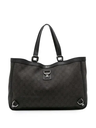 Pre-owned Gucci 2016-2025 Gg Canvas Abbey D Ring Tote Bag In Black