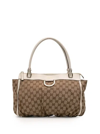 Pre-owned Gucci 2016-2025 Gg Canvas Abbey D Ring Tote Bag In Brown