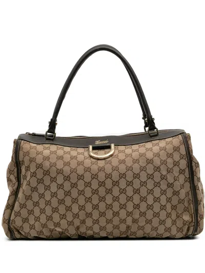 Pre-owned Gucci 2016-2025 Gg Canvas Abbey D Ring Tote Bag In Brown